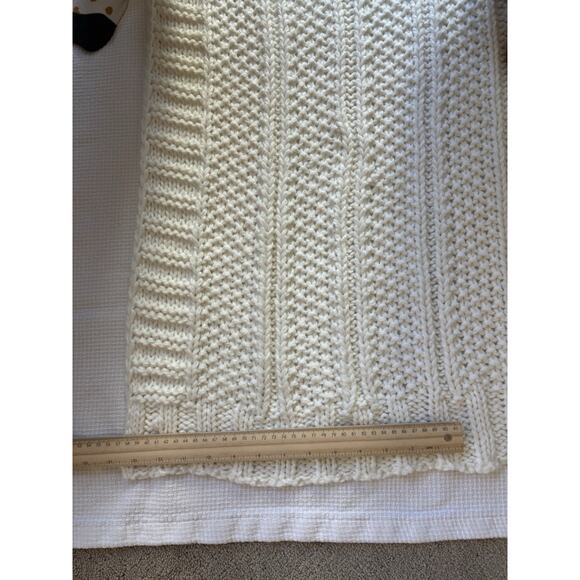 Hearth Hand with Magnolia Cream Bordered Throw Blanket 50x60 Chunky Cable Knit - Picture 8 of 9